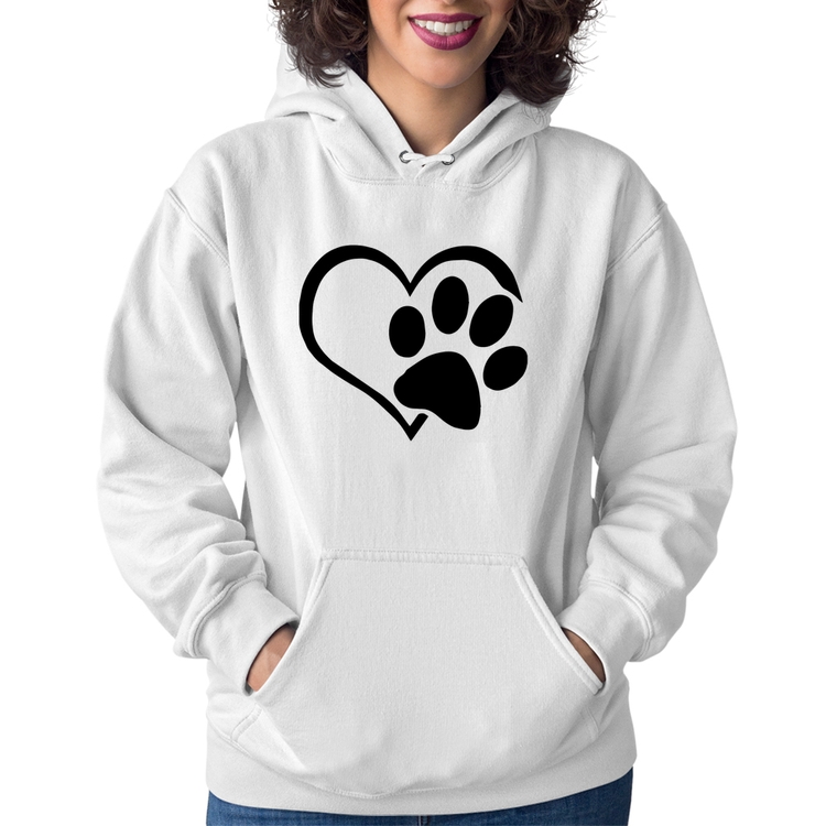 Moletom Feminino Coração Patinha - Branco