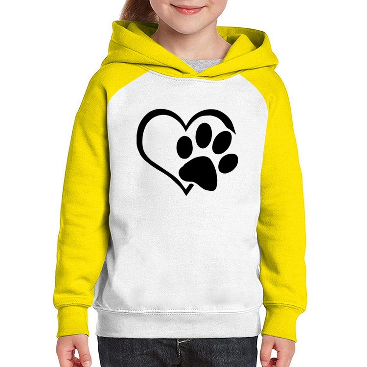 Moletom Infantil Coração Patinha - Branco/Amarelo