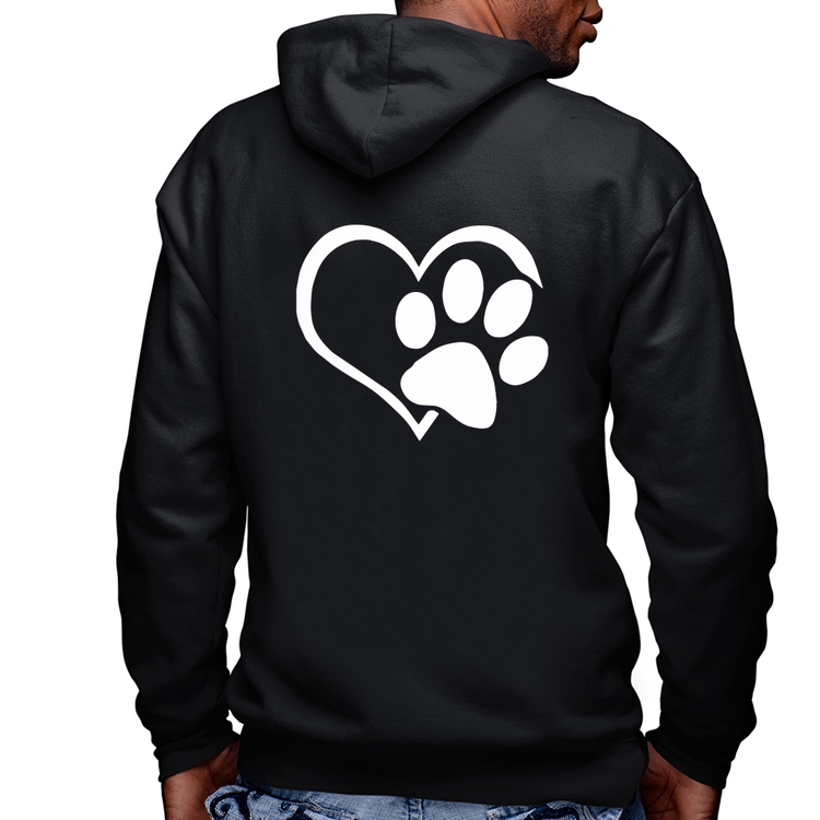 Blusa Moletom Coração Patinha Masculina com Capuz e Zíper