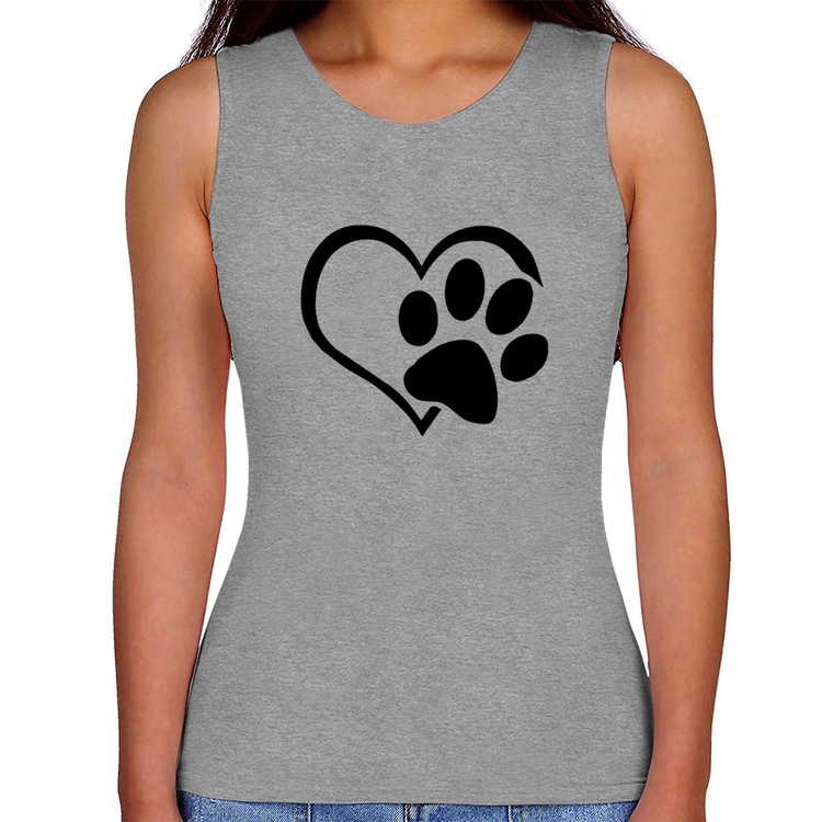 Regata Feminina Coração Patinha - Cinza