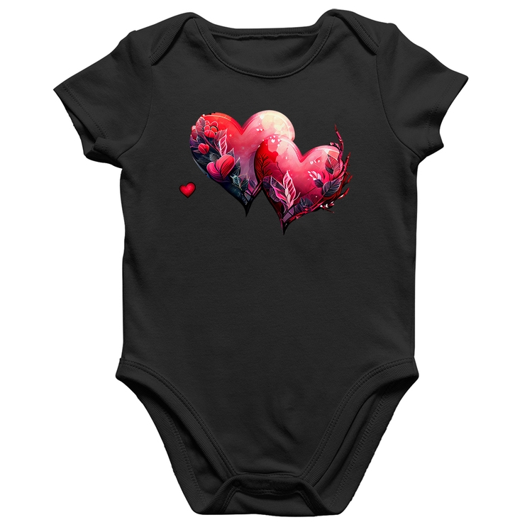 Body Bebê Algodão Corações Flores
