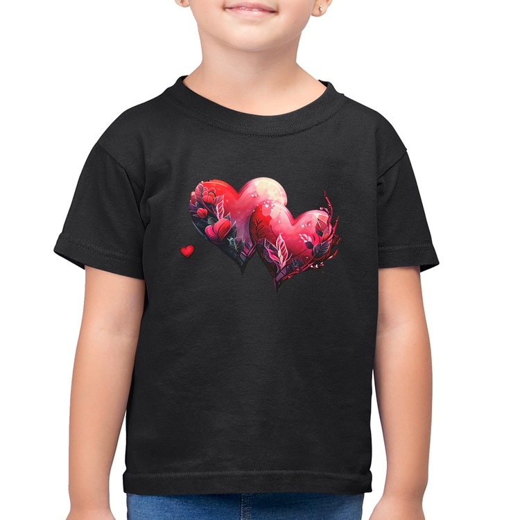 Camiseta Algodão Infantil Corações Flores