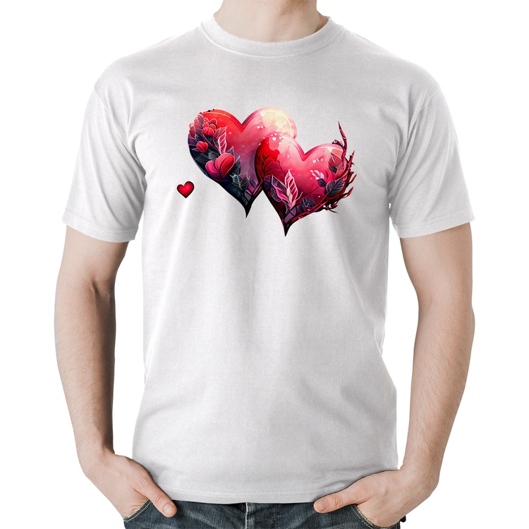 Camiseta Algodão Corações Flores - Branca