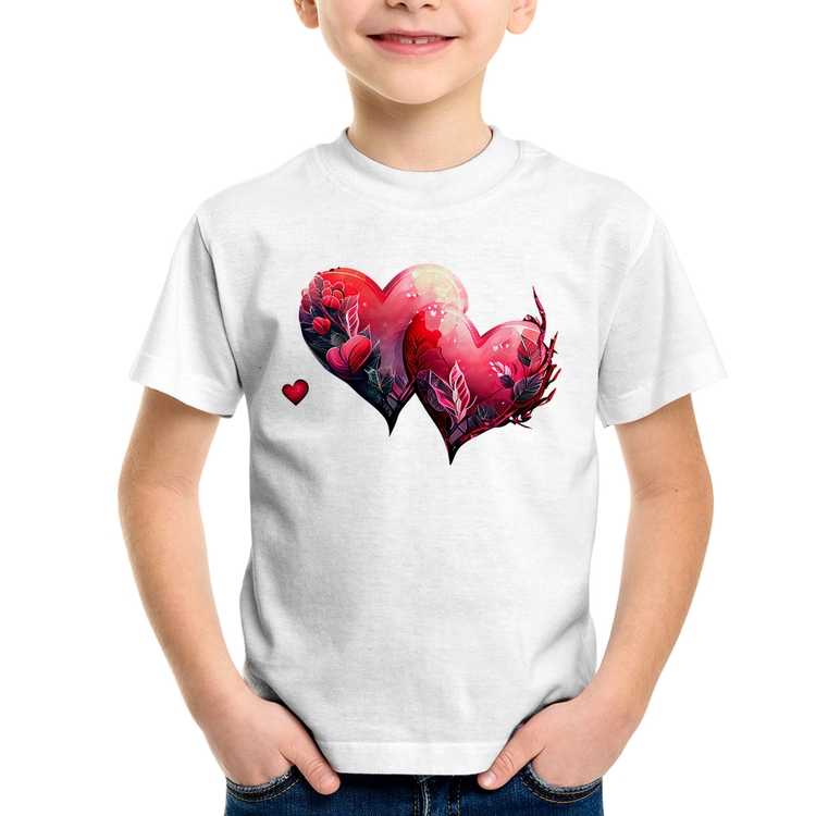 Camiseta Infantil Corações Flores