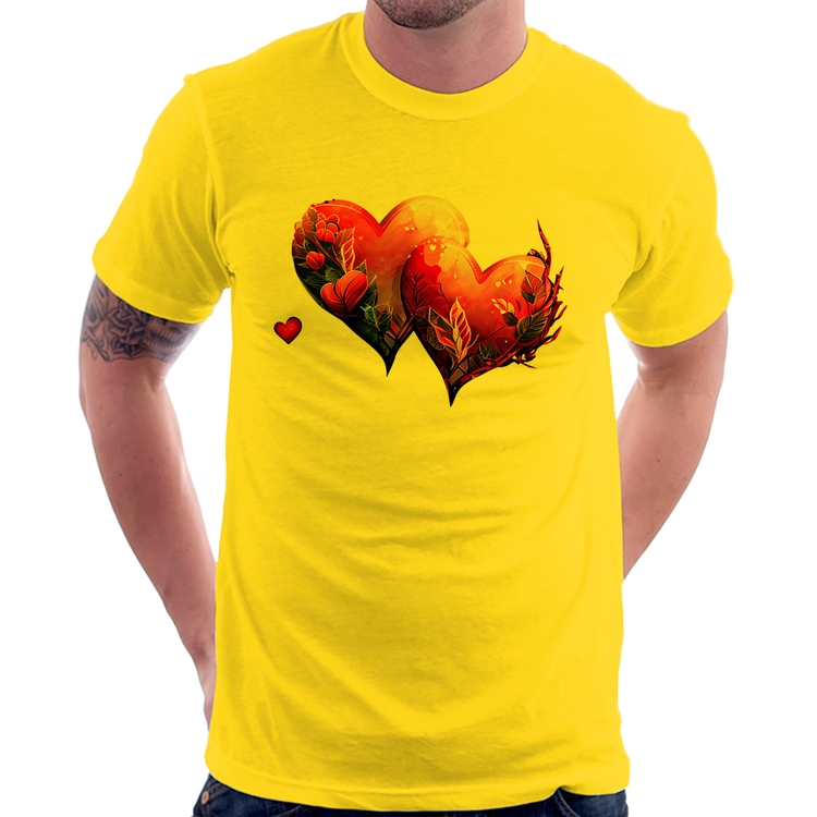 Camiseta Corações Flores - Amarela