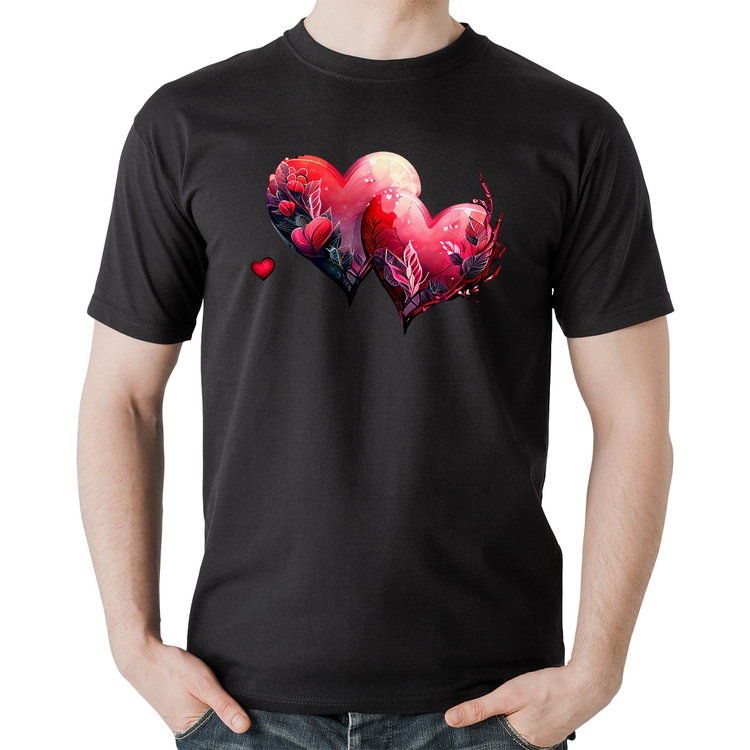 Camiseta Algodão Corações Flores