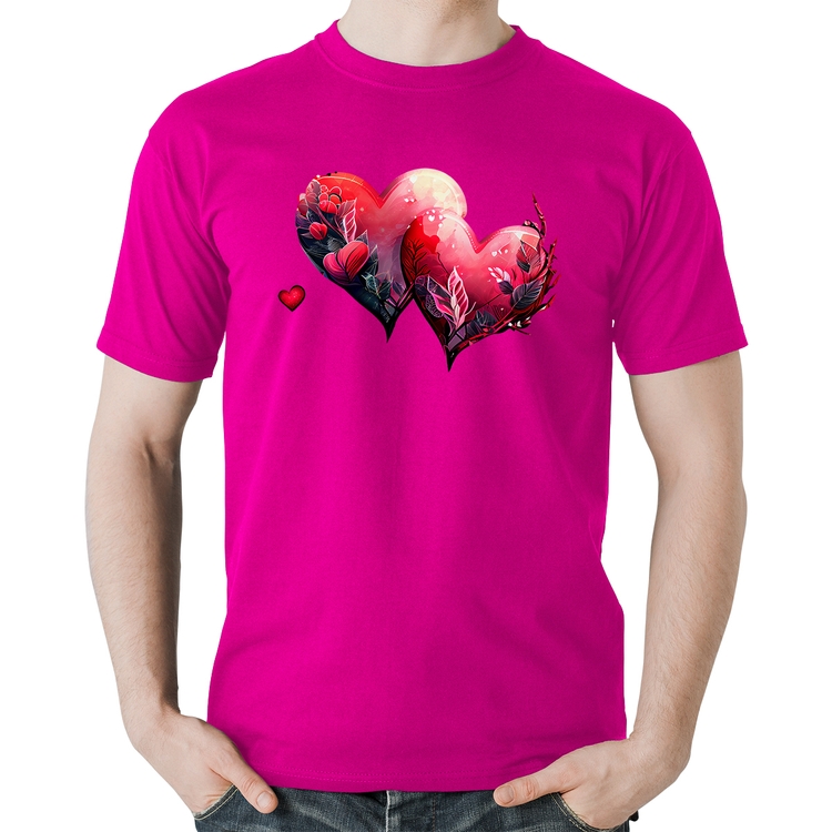 Camiseta Algodão Corações Flores - Rosa