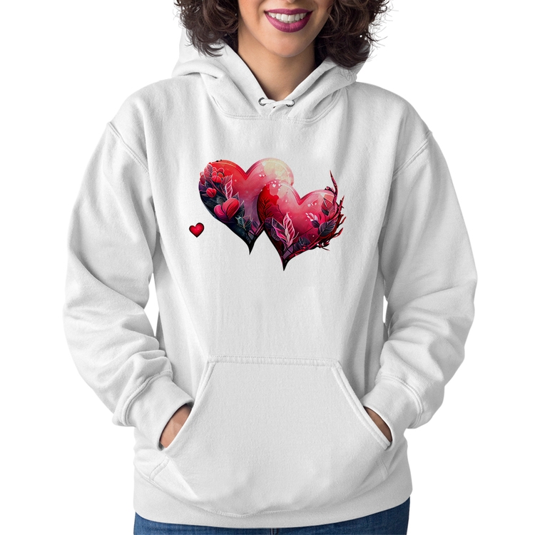 Moletom Feminino Corações Flores - Branco