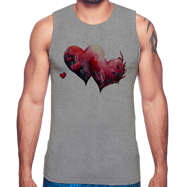 Regata Corações Flores - Cinza