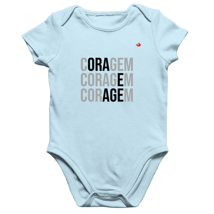Body Bebê Algodão Coragem, Ora e Age - Azul Bebê