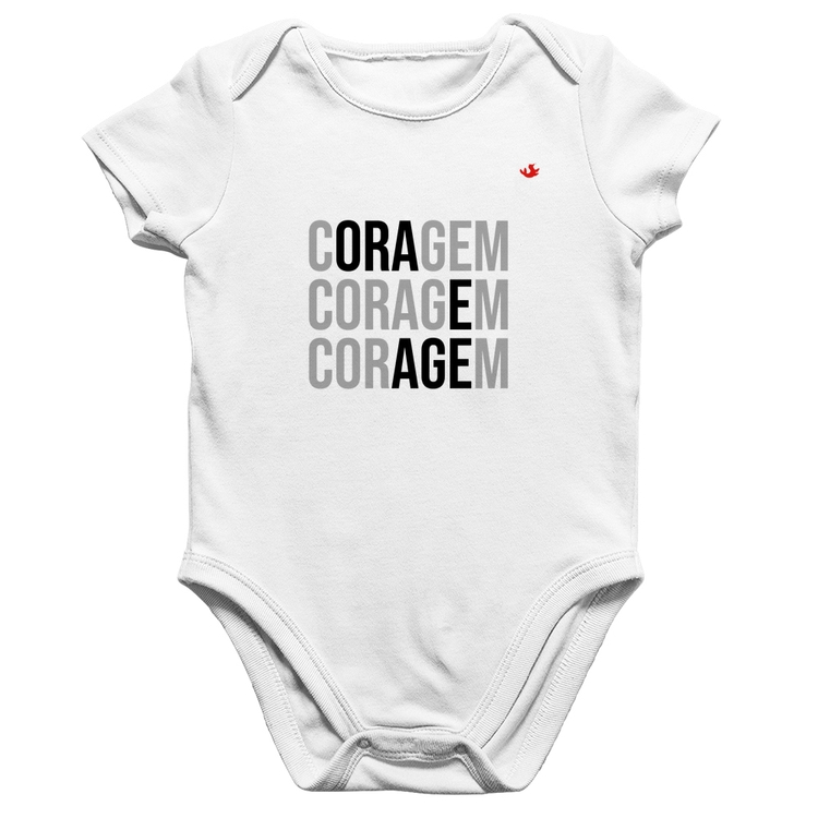 Body Bebê Algodão Coragem, Ora e Age - Branco