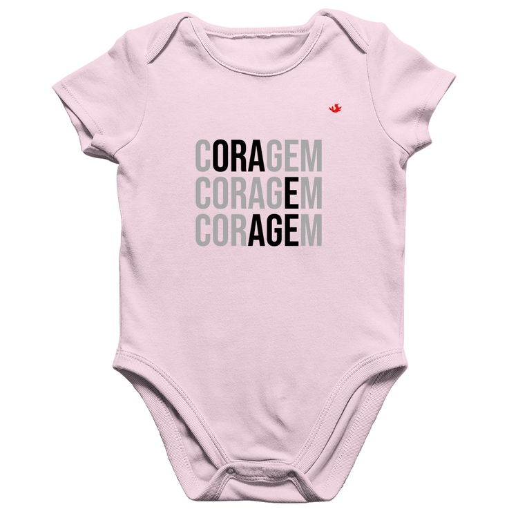 Body Bebê Algodão Coragem, Ora e Age - Rosa Bebê