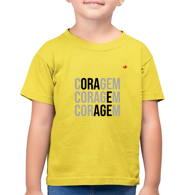 Camiseta Algodão Infantil Coragem, Ora e Age - Amarelo Canário