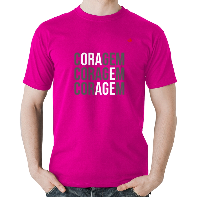 Camiseta Algodão Coragem, Ora e Age - Rosa