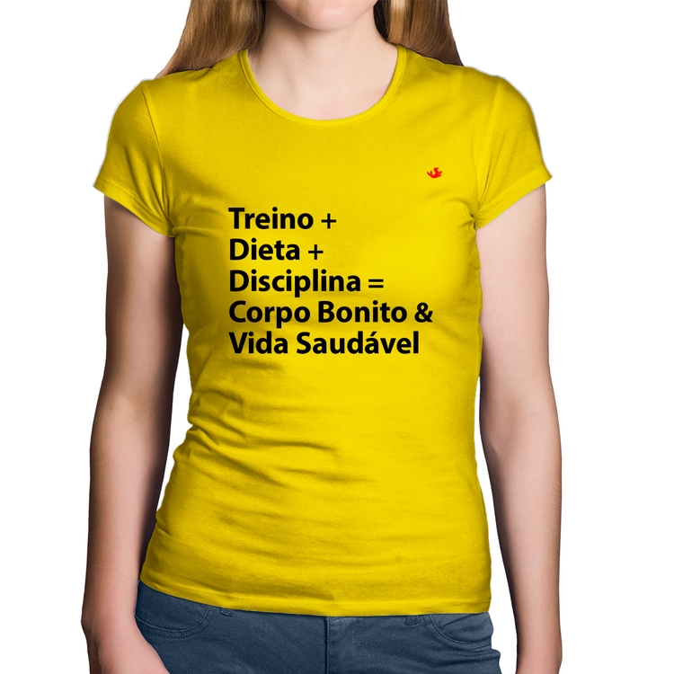 Baby Look Algodão Corpo Bonito e Vida Saudável - Amarela