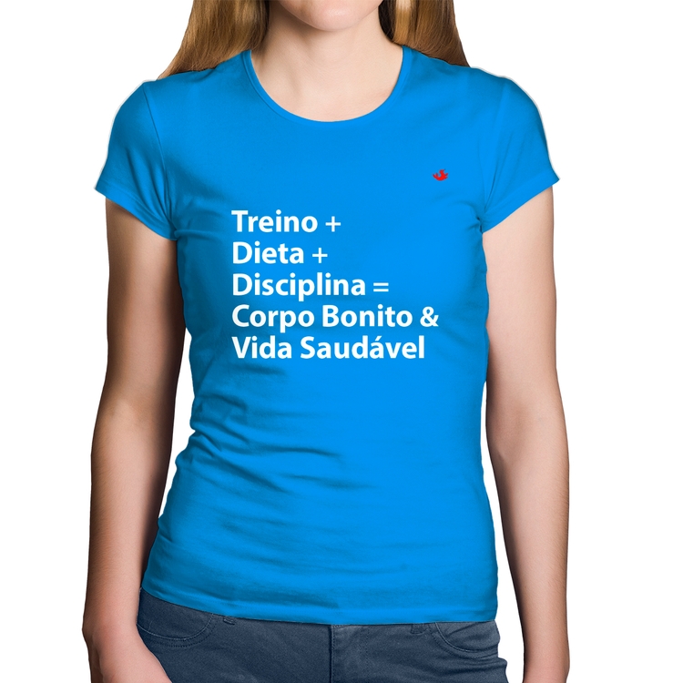 Baby Look Algodão Corpo Bonito e Vida Saudável - Azul