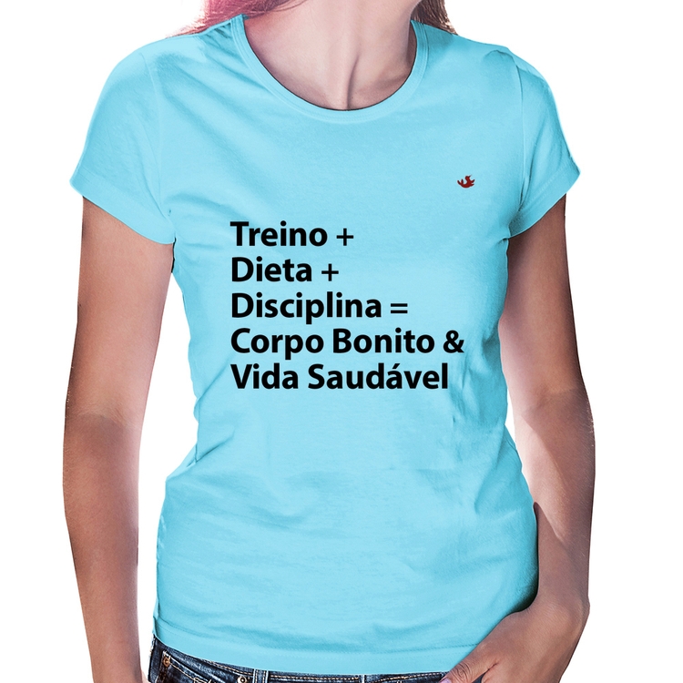 Baby Look Corpo Bonito e Vida Saudável - Azul Bebê