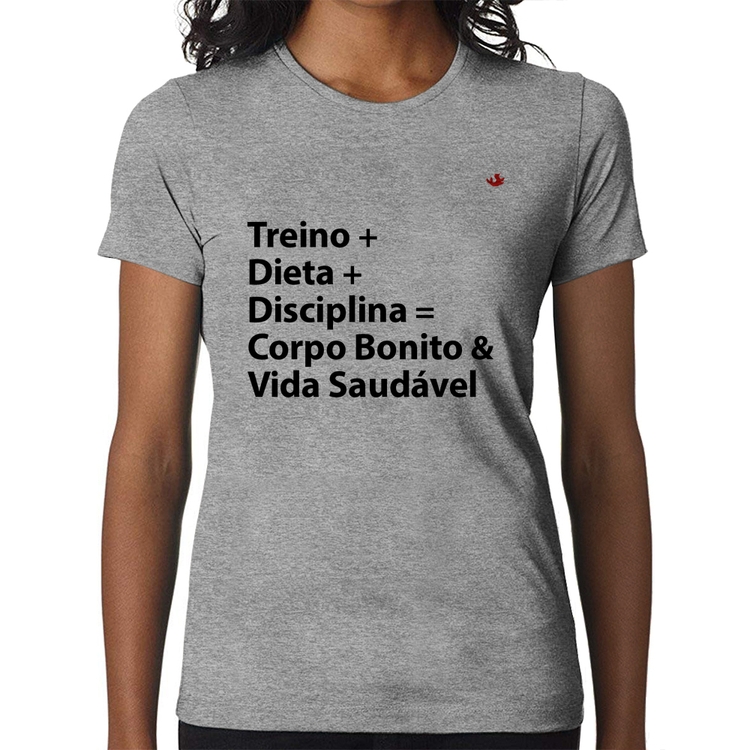 Baby Look Corpo Bonito e Vida Saudável - Cinza