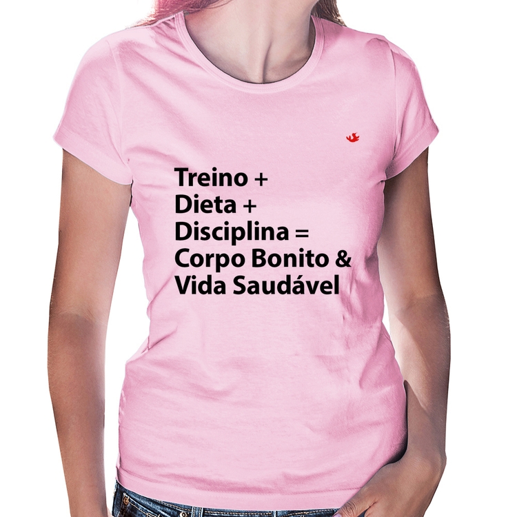 Baby Look Corpo Bonito e Vida Saudável - Rosa Bebê