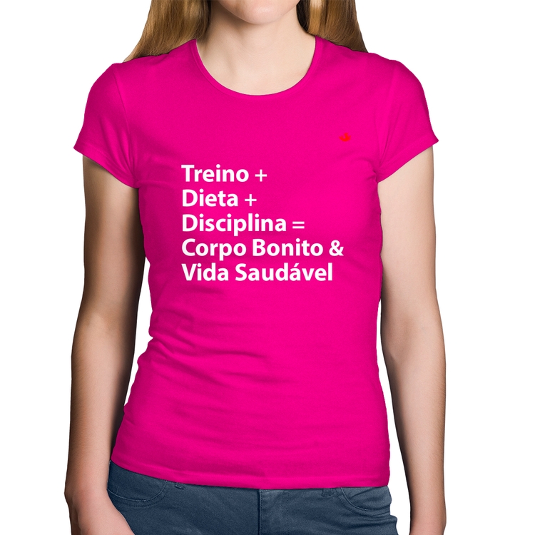 Baby Look Algodão Corpo Bonito e Vida Saudável - Rosa