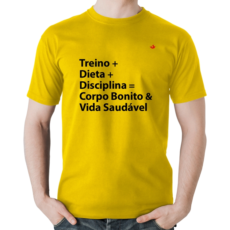 Camiseta Algodão Corpo Bonito e Vida Saudável - Amarela