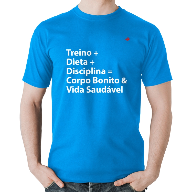 Camiseta Algodão Corpo Bonito e Vida Saudável - Azul