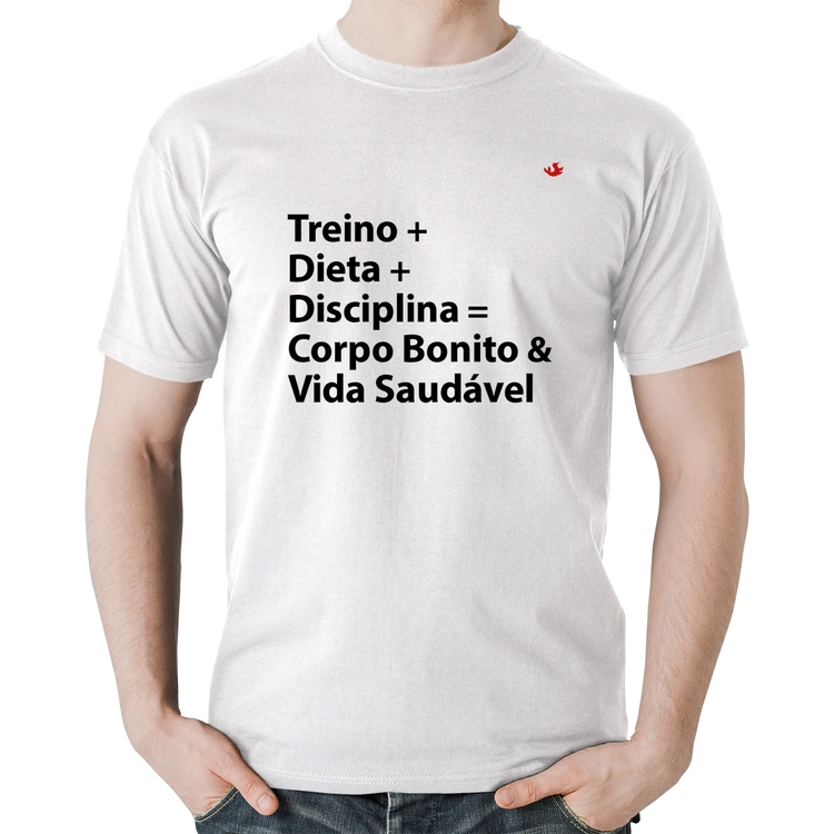 Camiseta Algodão Corpo Bonito e Vida Saudável - Branca