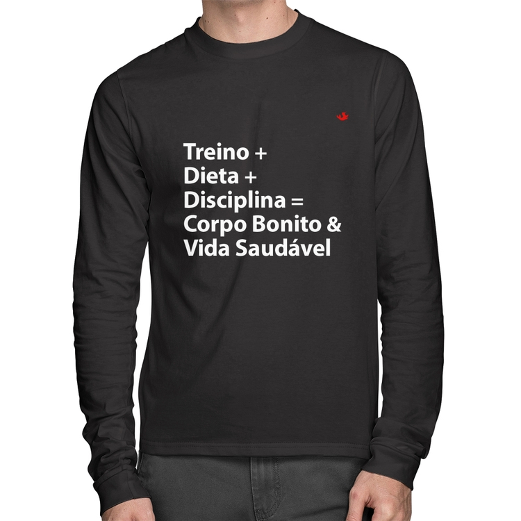 Camiseta Algodão Corpo Bonito e Vida Saudável Manga Longa