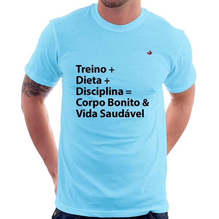 Camiseta Corpo Bonito e Vida Saudável - Azul Bebê