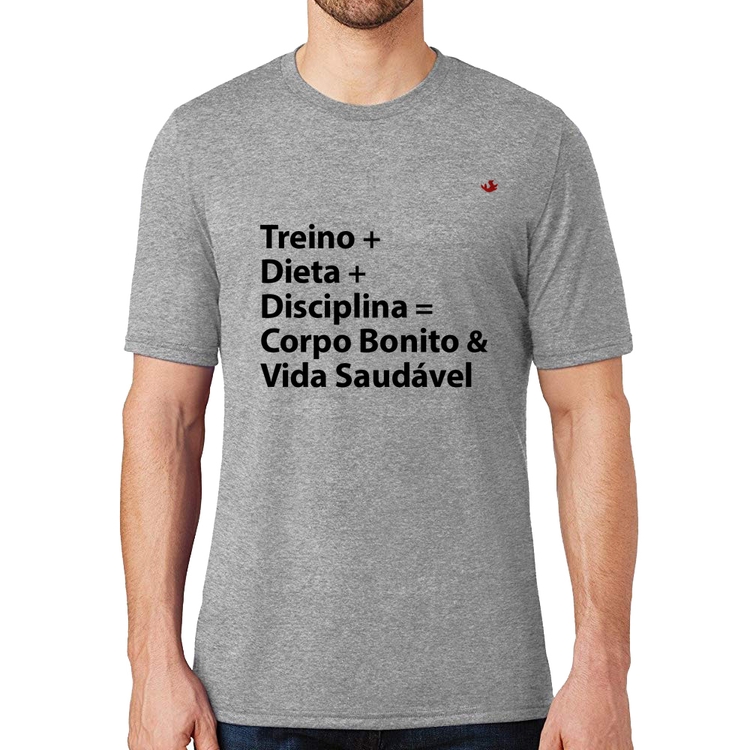 Camiseta Corpo Bonito e Vida Saudável - Cinza