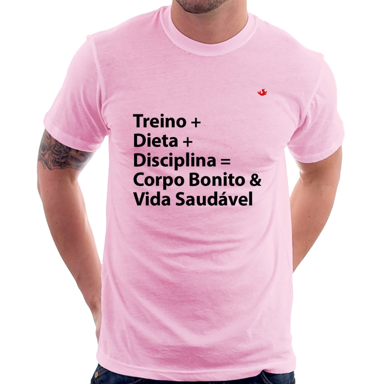 Camiseta Corpo Bonito e Vida Saudável - Rosa Bebê