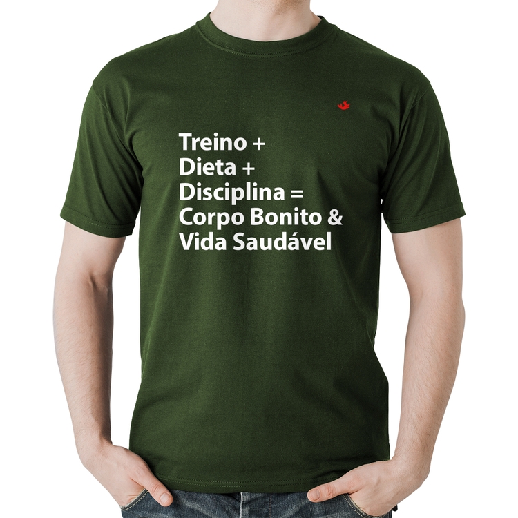 Camiseta Algodão Corpo Bonito e Vida Saudável - Musgo