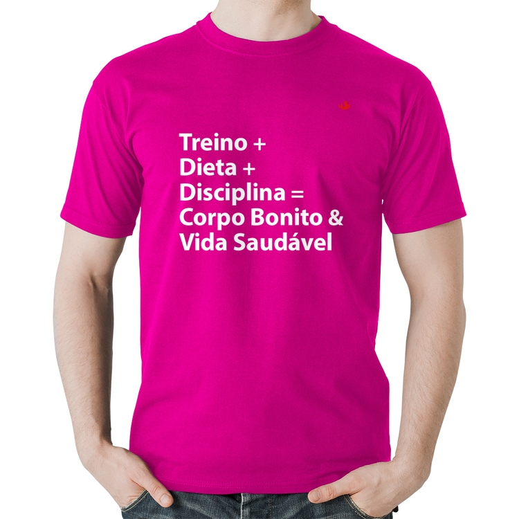 Camiseta Algodão Corpo Bonito e Vida Saudável - Rosa