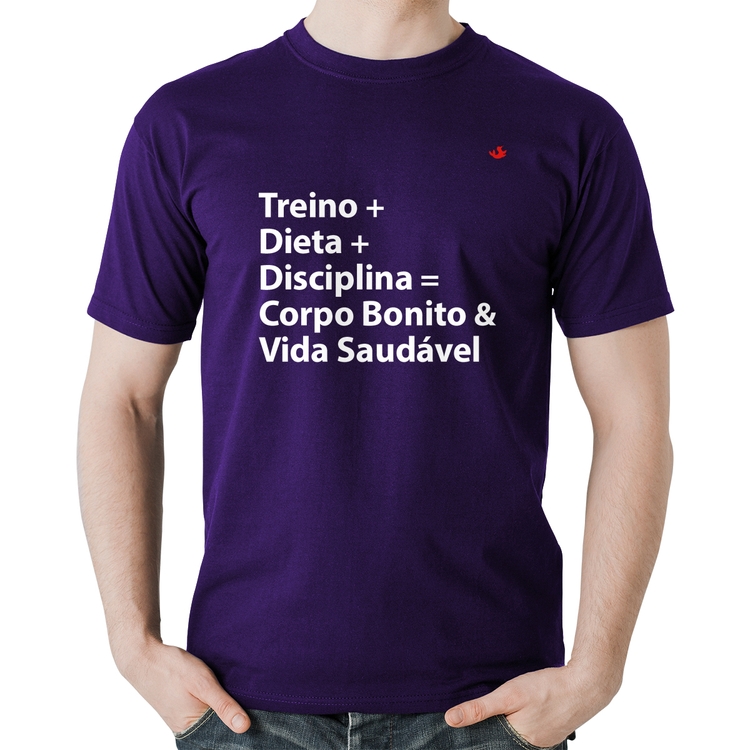 Camiseta Algodão Corpo Bonito e Vida Saudável - Roxa