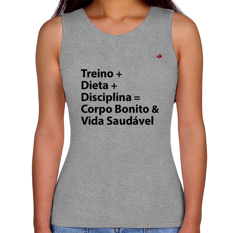 Regata Feminina Corpo Bonito e Vida Saudável - Cinza