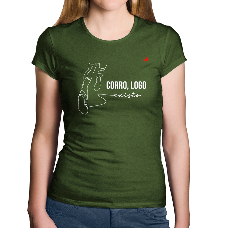 Baby Look Algodão Corro, logo existo - Musgo