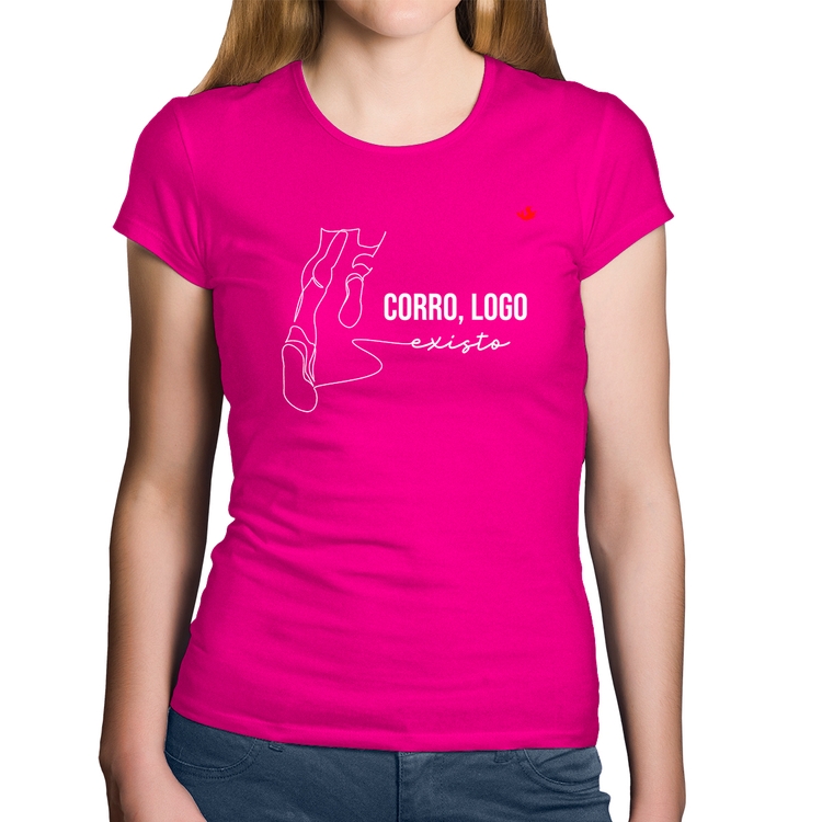 Baby Look Algodão Corro, logo existo - Rosa