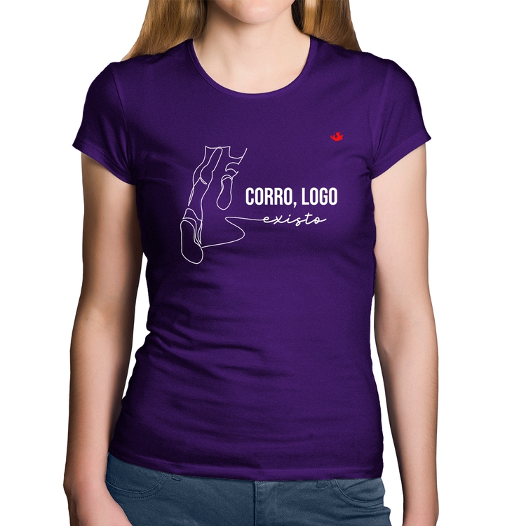 Baby Look Algodão Corro, logo existo - Roxa
