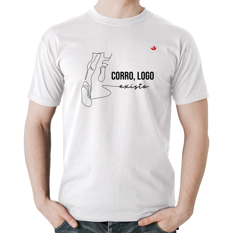 Camiseta Algodão Corro, logo existo - Branca