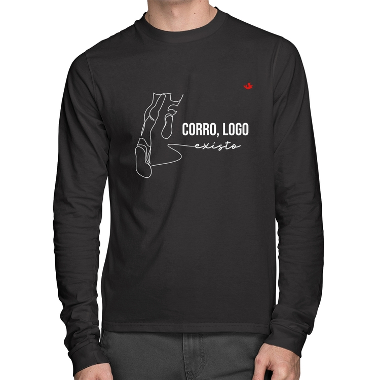 Camiseta Algodão Corro, logo existo Manga Longa
