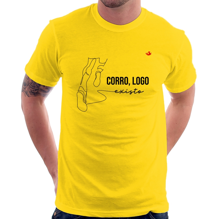 Camiseta Corro, logo existo - Amarela