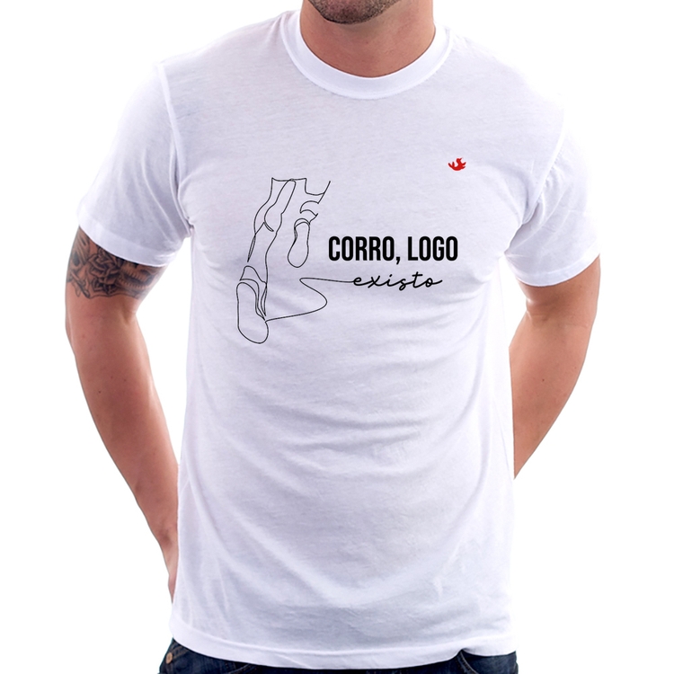 Camiseta Corro, logo existo