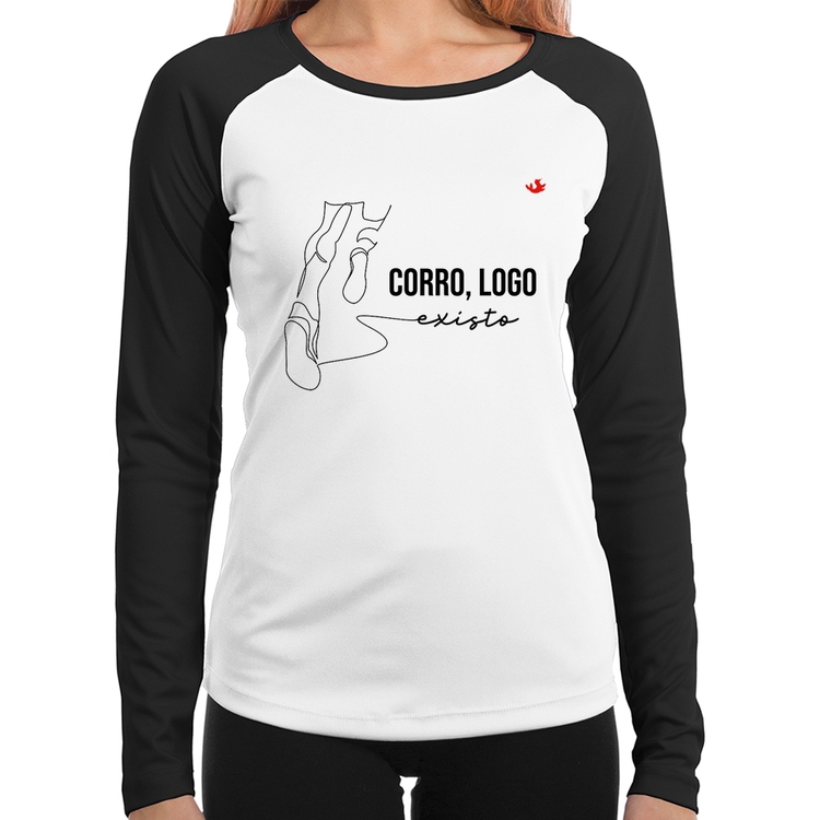 Baby Look Raglan Corro, logo existo Manga Longa