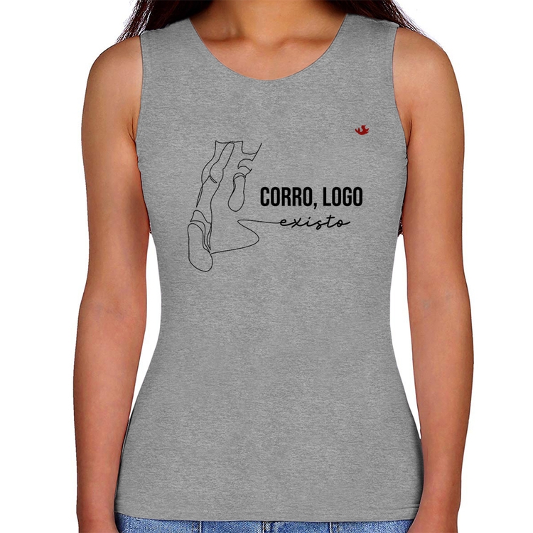 Regata Feminina Corro, logo existo - Cinza