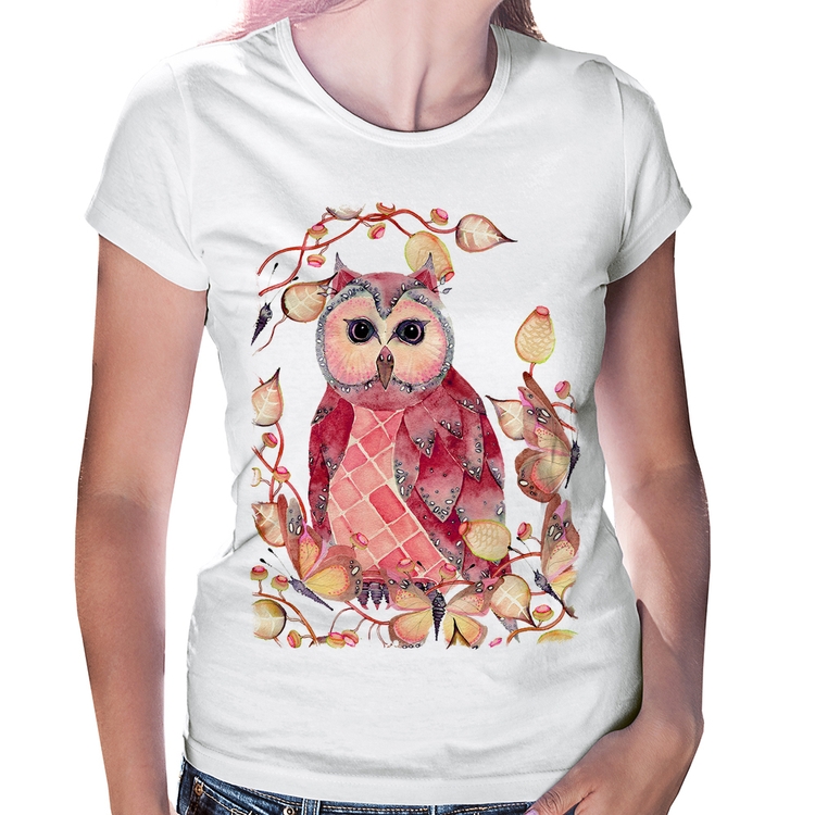 Baby Look Coruja e Folhas