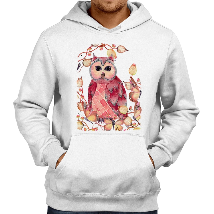 Moletom Coruja e Folhas - Branco