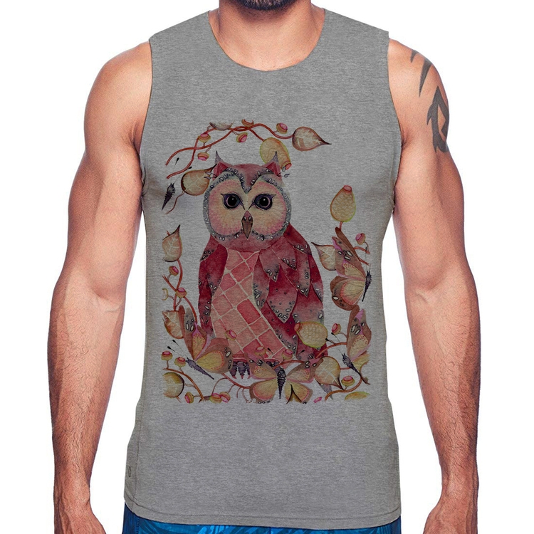 Regata Coruja e Folhas - Cinza