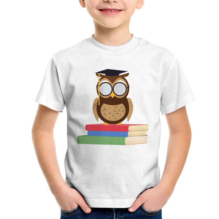 Camiseta Infantil Coruja Estudante