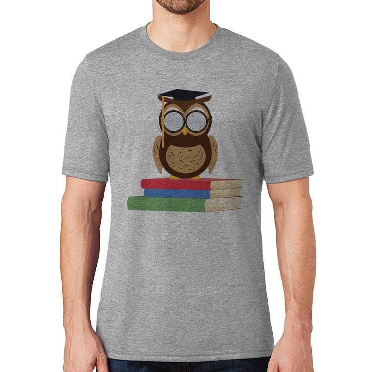 Camiseta Coruja Estudante - Cinza
