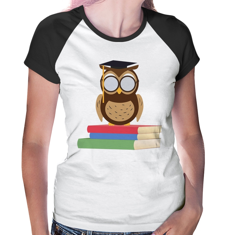 Baby Look Raglan Coruja Estudante